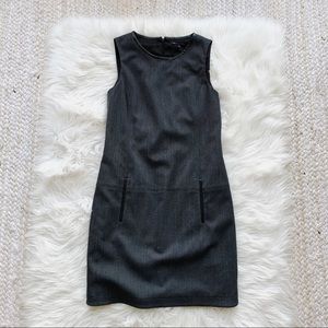 Theory Grey Faux Leather Trim Dress